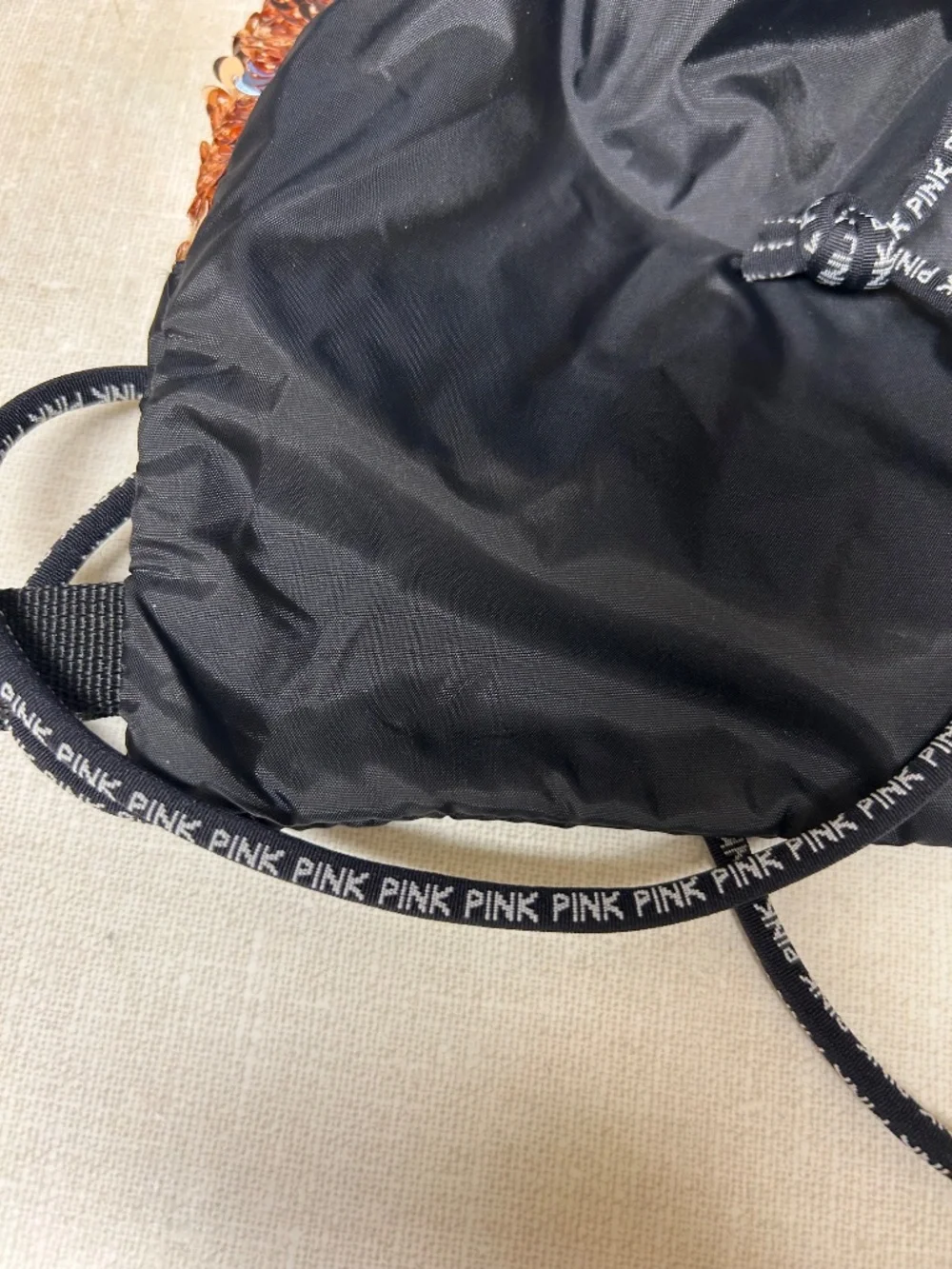 PINK Victorias Secret Gold Sequined Backpack